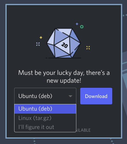 Message shown when Discord needs to be updated